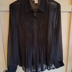 Coldwater Creek Sheer Black Blouse